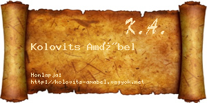 Kolovits Amábel névjegykártya